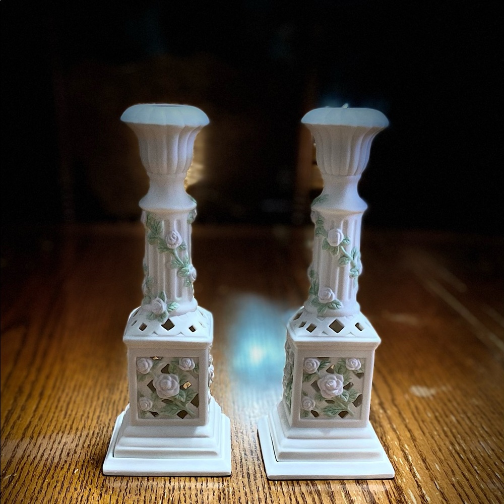 Porcelain Candlholder Pair